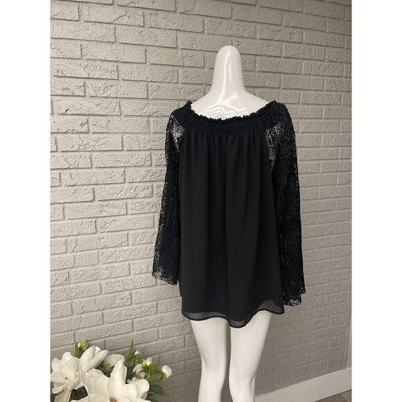 Nanette Lepore Black On / Off Shoulder Blouse Size XL - Picture 5 of 8